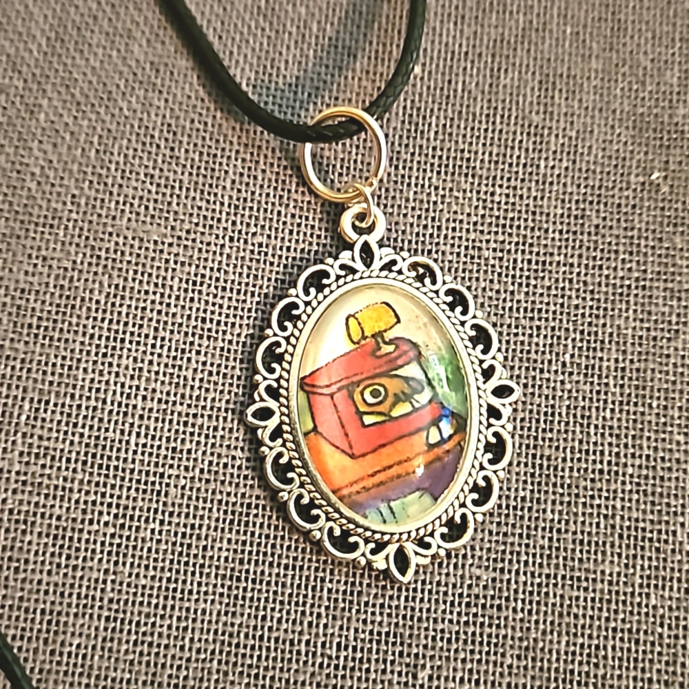 Richard Scarry vintage book page necklace mouse driver busytown 1970s book